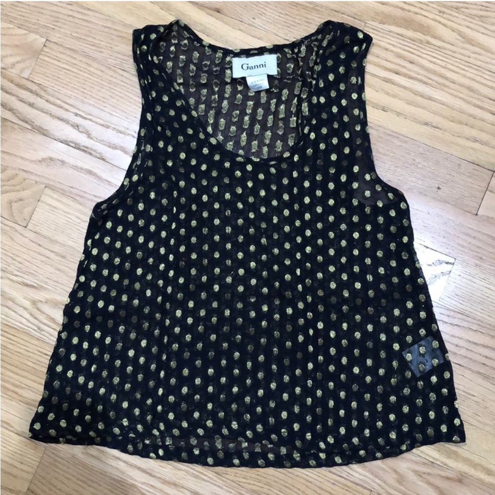 Ganni | Black and gold tank